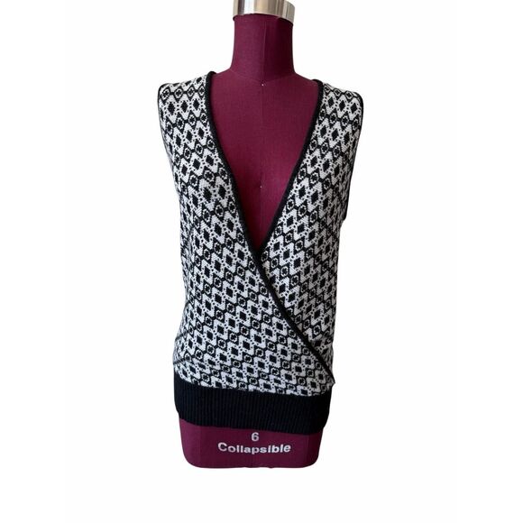 Anthropologie Maeve Geometric Knit Sweater Vest Shrug Set Large Black White Larg - Picture 14 of 14